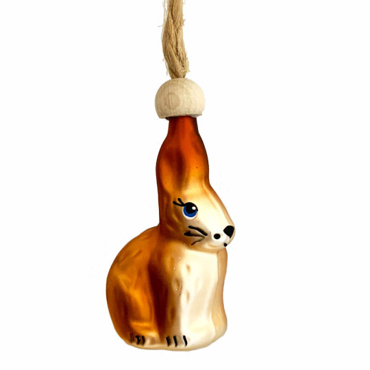 Brown Easter Bunny Blown Glass Ornament ~ Czech Republic ~ 2-1/2" tall