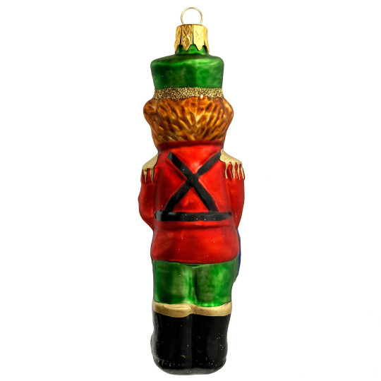 Musician Bear with Drum Glass Ornament ~ Czech Republic ~ 5" tall