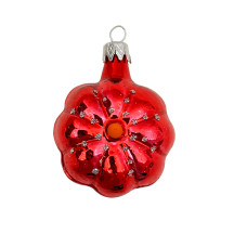 Small Red Flower Ornament ~ Czech Republic ~ 2" tall