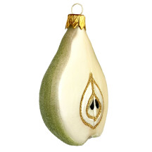 Sugared Green Pear Christmas Ornament ~ Czech Republic ~ 3-3/8" long