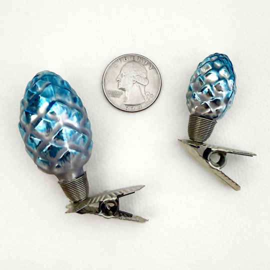 Pair of Clipping Pine Cone Ornaments ~ Germany ~ 2-1/4" tall and 1-3/4" tall