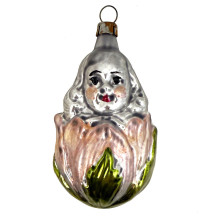 Girl in Flower Blown Glass Ornament ~ Germany ~ 3-1/2" tall