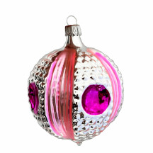 Pink and Silver Retro Reflector Ornament ~ Germany ~ 3" tall