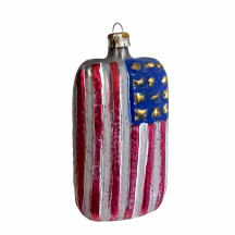 Patriotic American Flag Glass Ornament ~ Germany ~ 3-1/2" tall
