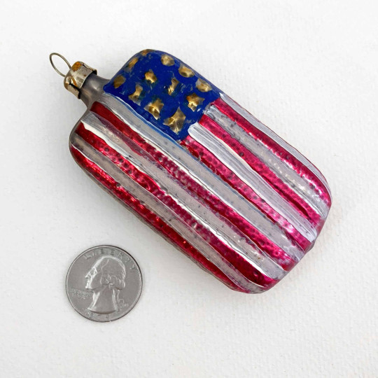 Patriotic American Flag Glass Ornament ~ Germany ~ 3-1/2" tall