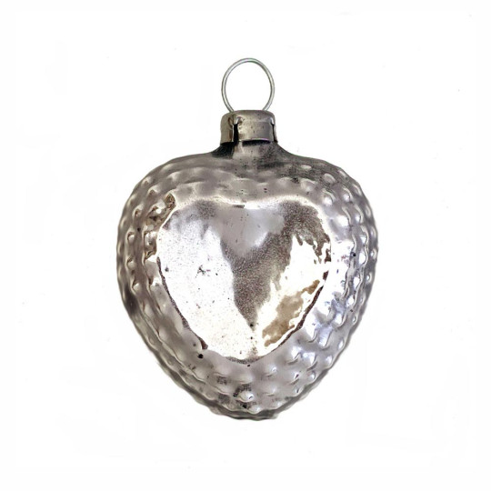 Small Heart with Flower Blown Glass Ornament ~ Germany ~ 1-3/4" tall