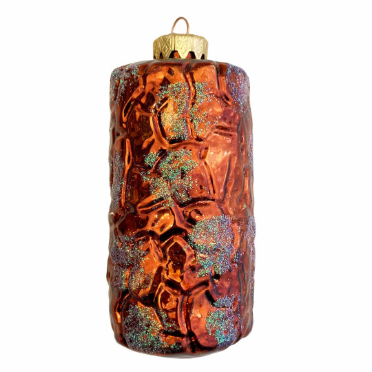 Owl in Log Large Blown Glass Ornament ~ Germany ~ 4-1/2" tall