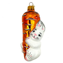 Bunny on Carrot Blown Glass Ornament ~ Germany ~ 4-3/4" tall