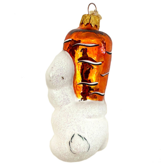 Bunny on Carrot Blown Glass Ornament ~ Germany ~ 4-3/4" tall