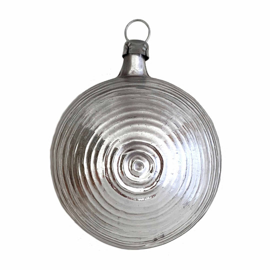 Bird on Branch Antiqued Blown Glass Half Ball Ornament ~ Germany ~ 2-1/2" tall