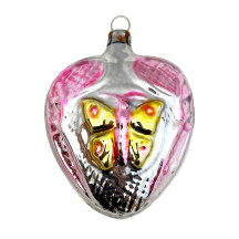 Butterfly and Flower Heart Blown Glass Ornament ~ Germany ~ 3" tall