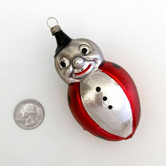 Mr. Ladybug Whimsical Blown Glass Ornament ~ Germany ~ 4" tall
