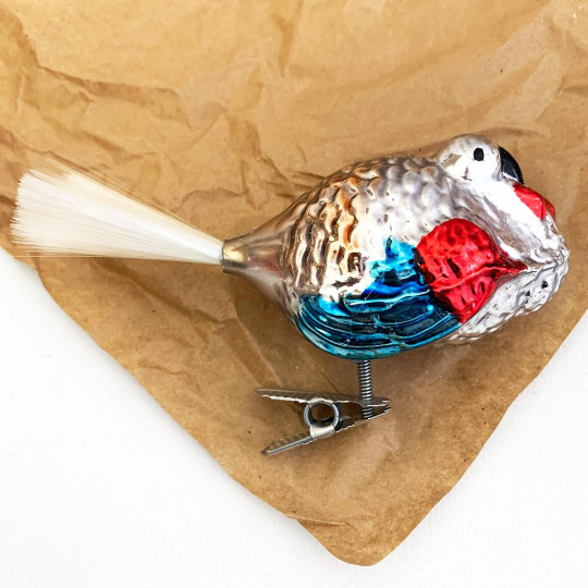 Turkey Clipping Blown Glass Ornament ~ Germany ~ 3" long