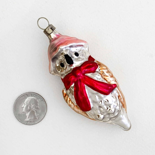 Owl in Pink Hat Blown Glass Ornament ~ Germany ~ 3-3/4" tall