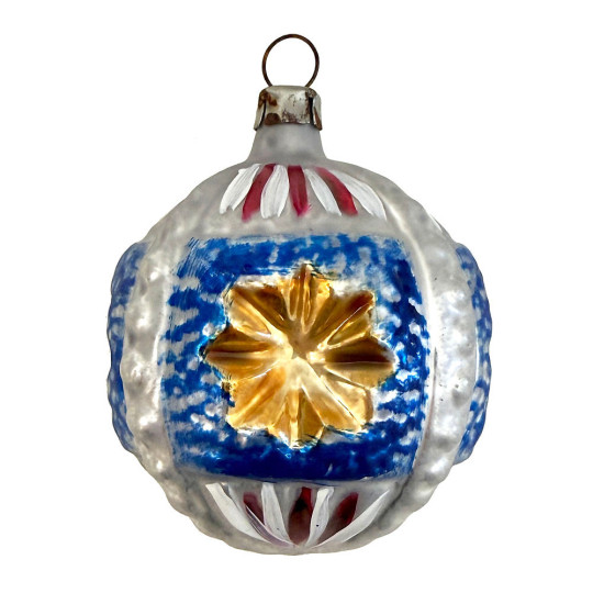 Patriotic Star Ball Glass Ornament ~ Germany ~ 2-1/2" tall