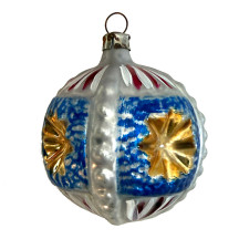 Patriotic Star Ball Glass Ornament ~ Germany ~ 2-1/2" tall