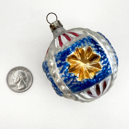Patriotic Star Ball Glass Ornament ~ Germany ~ 2-1/2" tall