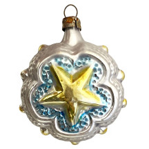 Golden Star Glass Ornament ~ Germany ~ 2-1/2" tall