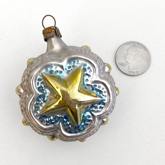 Golden Star Glass Ornament ~ Germany ~ 2-1/2" tall