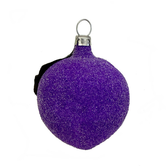 Sugared Plum with Leaf Blown Glass Christmas Ornament ~ Germany ~ 2-1/2" tall