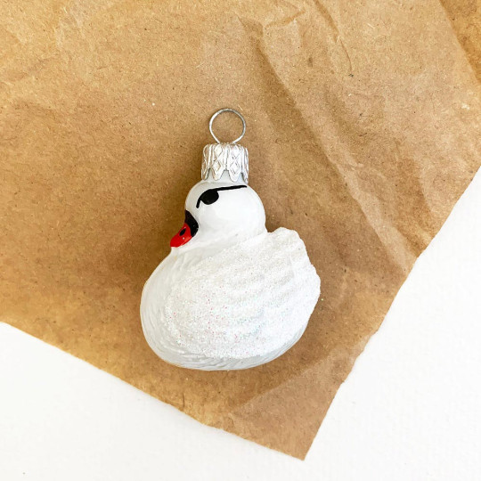 Mini White Swan Blown Glass Ornament ~ Germany ~ 1-5/8" tall