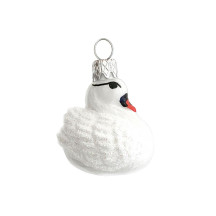 Mini White Swan Blown Glass Ornament ~ Germany ~ 1-5/8" tall
