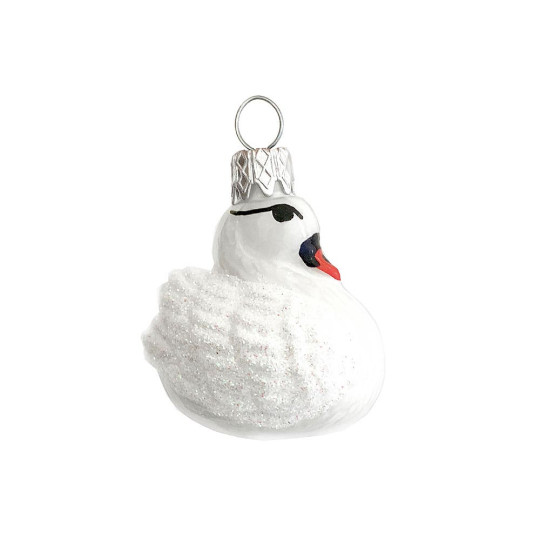 Mini White Swan Blown Glass Ornament ~ Germany ~ 1-5/8" tall