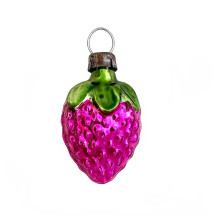 Petite Hot Pink Strawberry Blown Glass Ornament ~ Germany ~ 1-1/2" tall