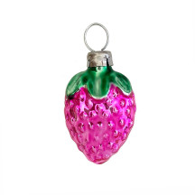 Petite Pink Strawberry Blown Glass Ornament ~ Germany ~ 1-1/2" tall