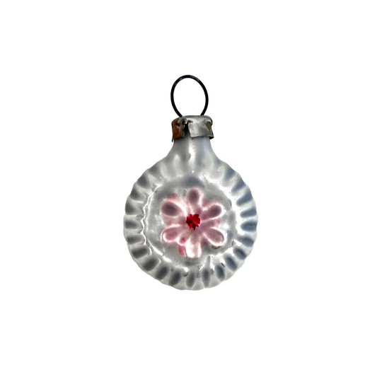 Petite Pink Flower Blown Glass Ornament ~ Germany ~ 1-1/8" across