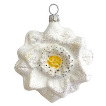 Large Matte White Edelweiss Blown Glass Ornament ~ Germany ~ 3" tall
