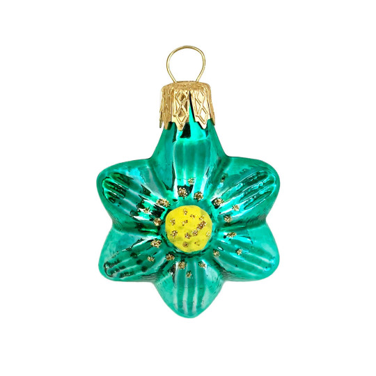 Small Light Green Flower Ornament ~ Czech Republic ~ 1-3/4" tall