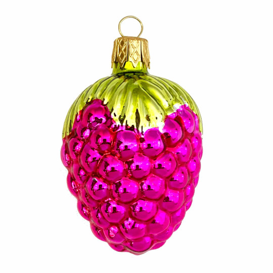 Hot Pink Berry Blown Glass Ornament ~ Czech Republic ~ 2-3/8" tall