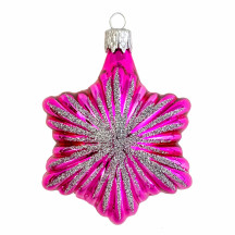 Hot Pink Christmas Star Blown Glass Ornament ~ Czech Republic ~ 2-3/4" tall