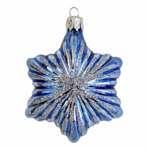 Light Blue Christmas Star Blown Glass Ornament ~ Czech Republic ~ 2-3/4" tall