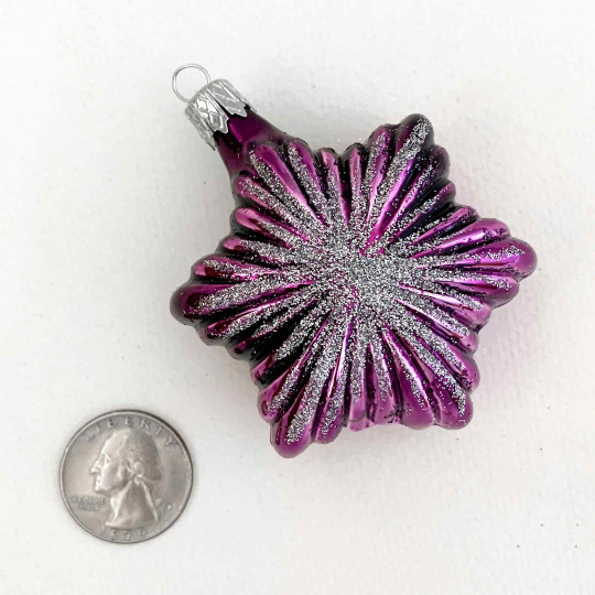 Purple Christmas Star Blown Glass Ornament ~ Czech Republic ~ 2-3/4" tall