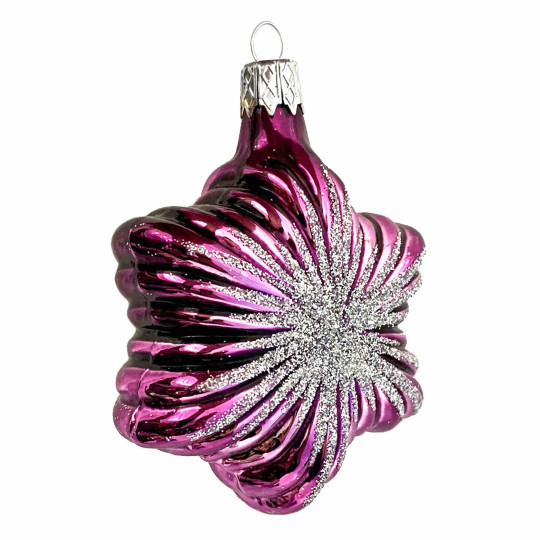 Purple Christmas Star Blown Glass Ornament ~ Czech Republic ~ 2-3/4" tall