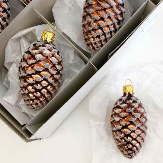 Brown Classic Pine Cone Blown Glass Christmas Ornament ~ 2-1/2" long