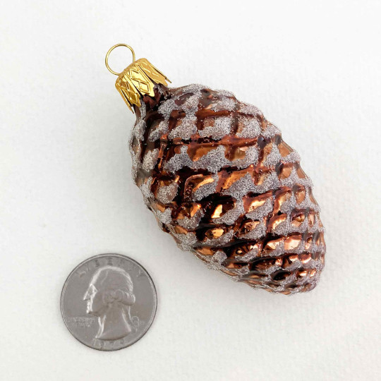Brown Classic Pine Cone Blown Glass Christmas Ornament ~ 2-1/2" long