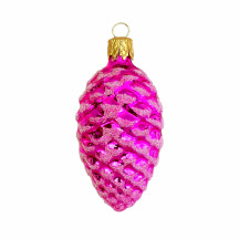 Hot Pink Classic Pine Cone Blown Glass Christmas Ornament ~ 2-1/2" long