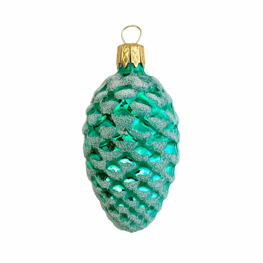 Light Green Classic Pine Cone Blown Glass Christmas Ornament ~ 2-1/2" long