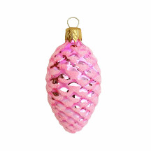Light Pink Classic Pine Cone Blown Glass Christmas Ornament ~ 2-1/2" long