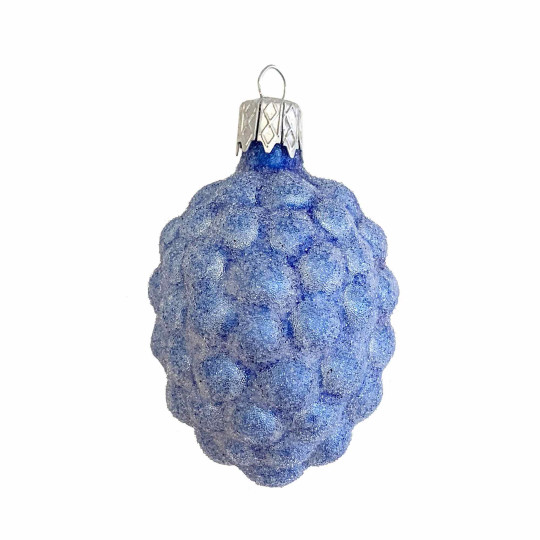 Light Blue Sugared Berry Blown Glass Ornament ~ Czech Republic ~ 2" tall