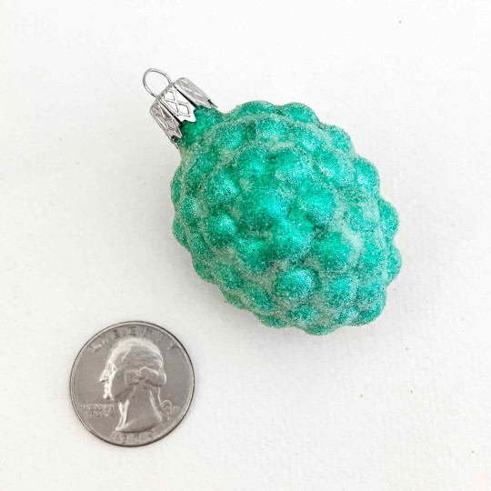 Light Green Sugared Berry Blown Glass Ornament ~ Czech Republic ~ 2" tall