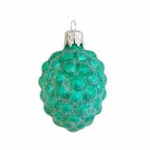 Light Green Sugared Berry Blown Glass Ornament ~ Czech Republic ~ 2" tall