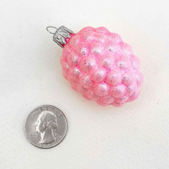 Light Pink Sugared Berry Blown Glass Ornament ~ Czech Republic ~ 2" tall