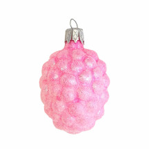 Light Pink Sugared Berry Blown Glass Ornament ~ Czech Republic ~ 2" tall