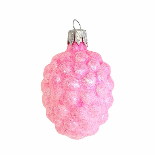 Light Pink Sugared Berry Blown Glass Ornament ~ Czech Republic ~ 2" tall