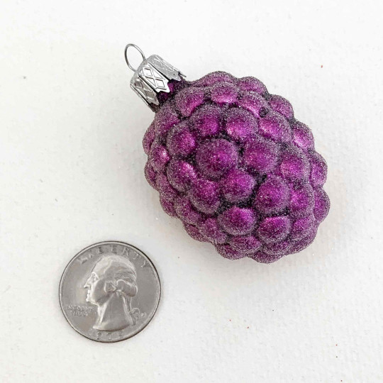 Purple Sugared Berry Blown Glass Ornament ~ Czech Republic ~ 2" tall