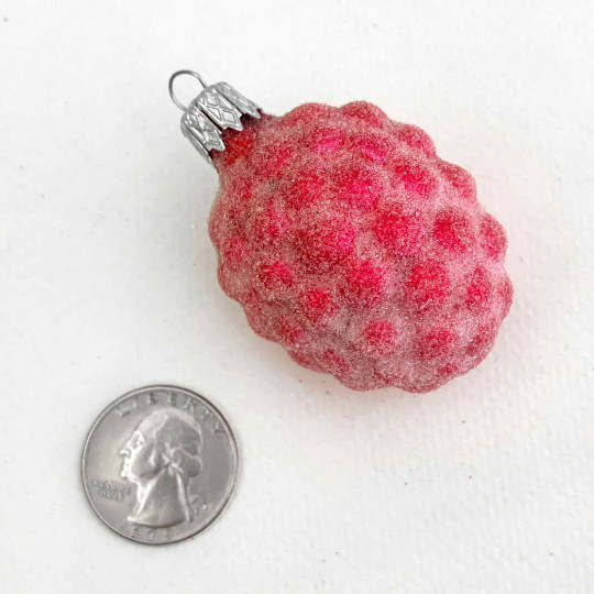Hot Red Sugared Berry Blown Glass Ornament ~ Czech Republic ~ 2" tall